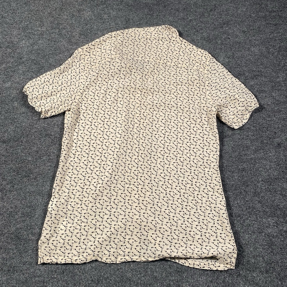 ALLSAINTS Musical Notes Short Sleeve Loop Collar Camp Shirt Mens Medium Viscose - Picture 6 of 8